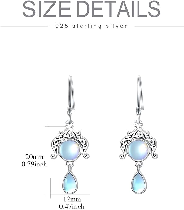 ONE:  TEAR DROP Earrings Color: Moonstone Dangle Earrings 925 Sterling Silver