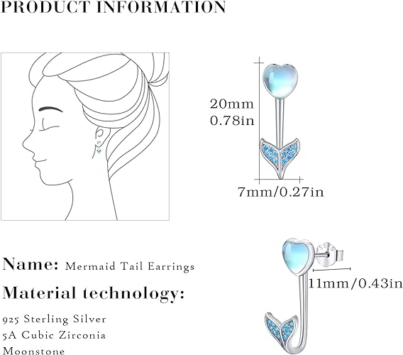 ONE:  Exquisite  HEART Color: MOONSTONE  Earrings 925 Sterling Silver
