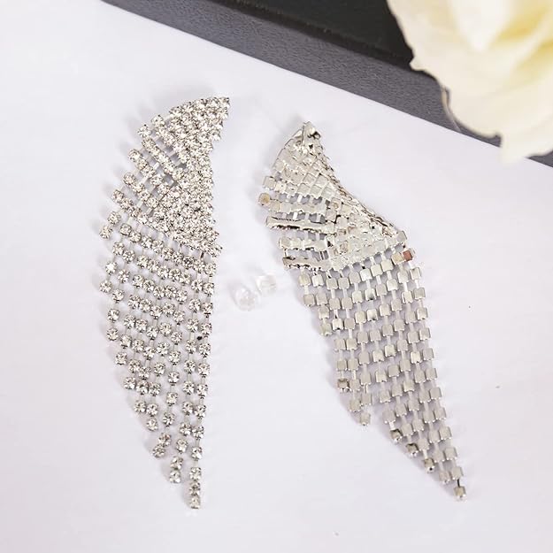 ONE PAIR: Crystal Multi Gold/Silver Rhinestone Chandelier Wedding Bridal Dangle Earrings