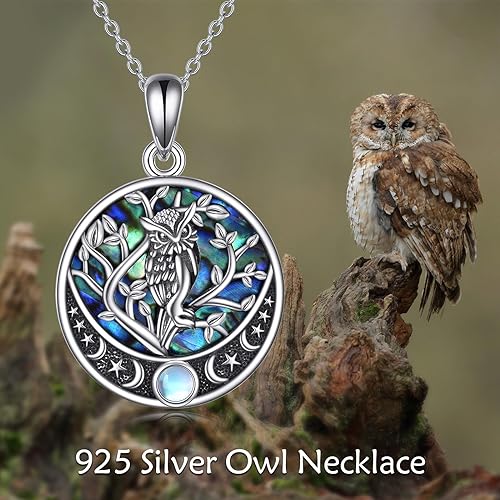 ONE :💎Owl Moon Pendant Necklace Fine Jewelry 💎