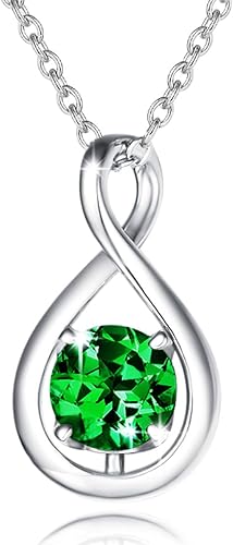 ONE: Birthstone Necklace Gifts For Women, Love Pendant Birthstone Jewelry 16+2 inch Silver Chain MAY