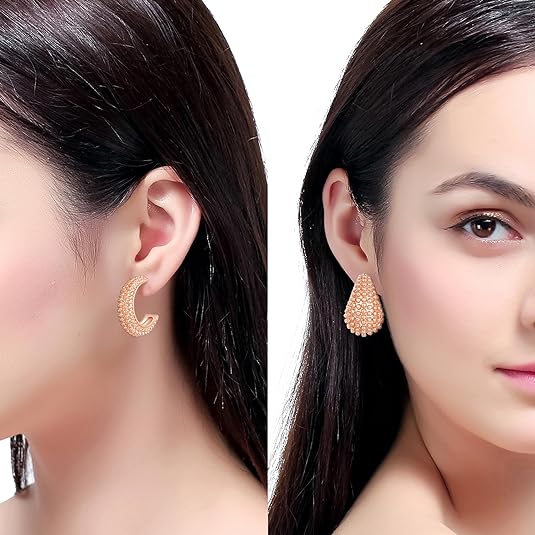 2 Pairs Earrings Set for Women, Lightweight Hollow Gold Hoops. Silver Hoop Earrings, 14k Gold Teardrop Hoop Earrings, Rhinestone Waterdrop Earrings Set