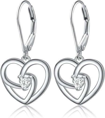 ONE:  Style: Heart QZ Dangle Earrings 925 Sterling Silver