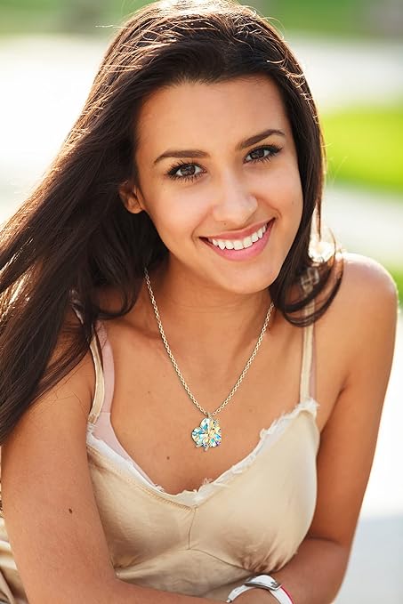 ONE :💎Elegant 2 GOLD YELLOW Heart Pendant Necklace was made of blue crystal, which sparkles all the time