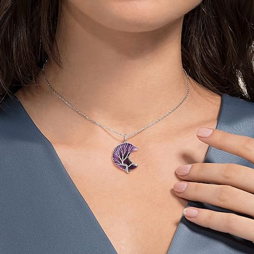 ONE: 💓Crescent Moon February Amethyst Crystal Necklace 925 Sterling Silver Necklace