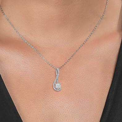 ONE :💎 Pendant MOISSANITE DIAMOND Necklace (0.76 Ct, Round 5MM, with 18 Inch Silver Chain)
