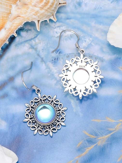 ONE:  Filigree Earrings Color: Moonstone Dangle Earrings 925 Sterling Silver