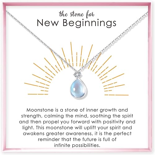 ONE: HOPE LOVE SHINE New Beginnings Rainbow Moonstone 925 Sterling Silver Necklace