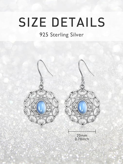 ONE:  LOVE DROP Earrings Color: Moonstone Dangle Earrings 925 Sterling Silver