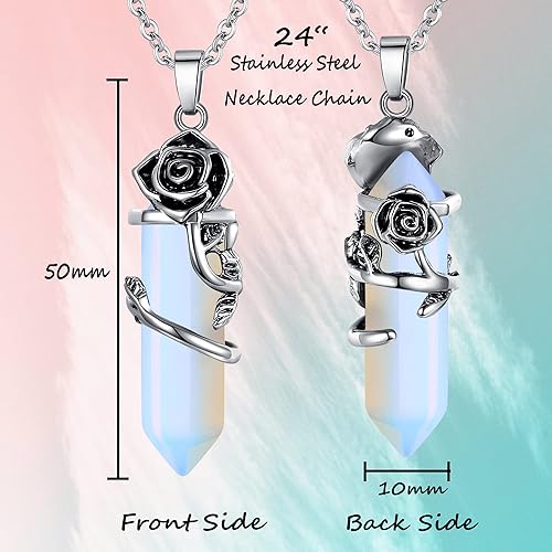 ONE :💎DAINTY FLOWER NATURAL HEALING CRYSTAL: Opal  NECKLACE Fine Jewelry 💎