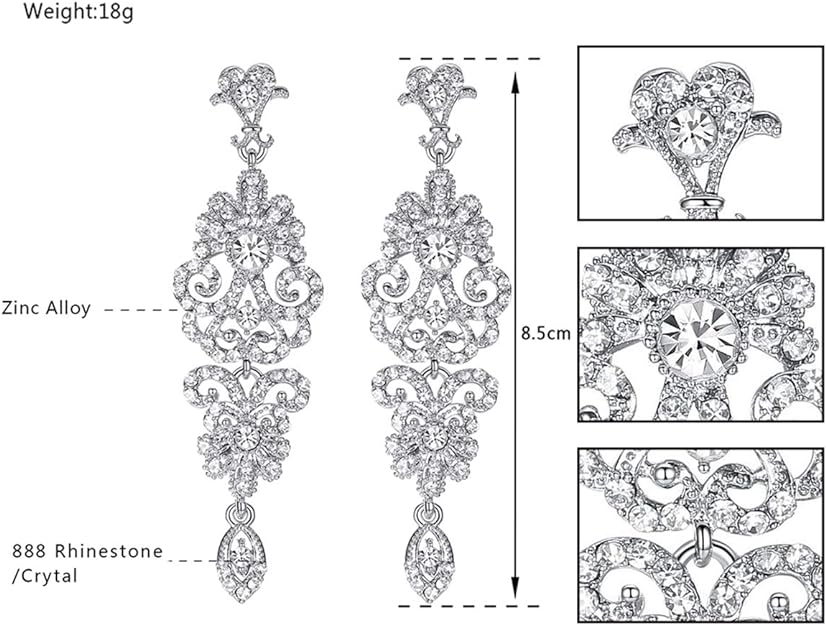 ONE PAIR: Crystal Multi Gold/Silver Rhinestone Chandelier Wedding Bridal Dangle Earrings