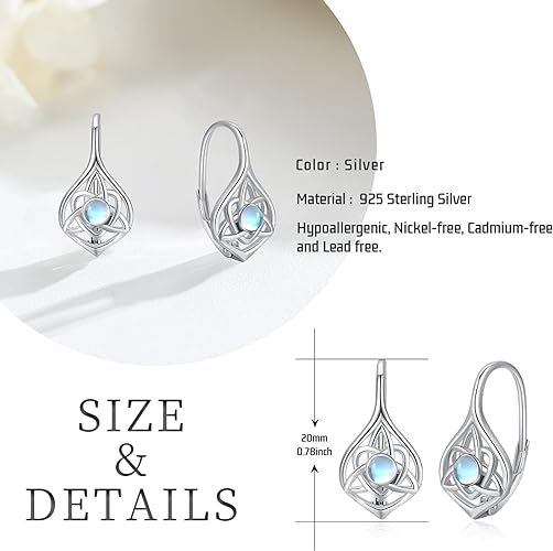 ONE:  Exquisite Earrings Color: Moonstone Dangle Earrings 925 Sterling Silver