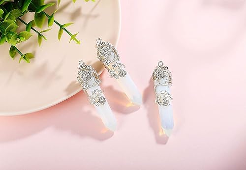 ONE :💎DAINTY FLOWER NATURAL HEALING CRYSTAL: Opal  NECKLACE Fine Jewelry 💎