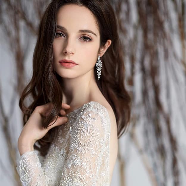 ONE PAIR: Crystal Multi Gold/Silver Rhinestone Chandelier Wedding Bridal Dangle Earrings