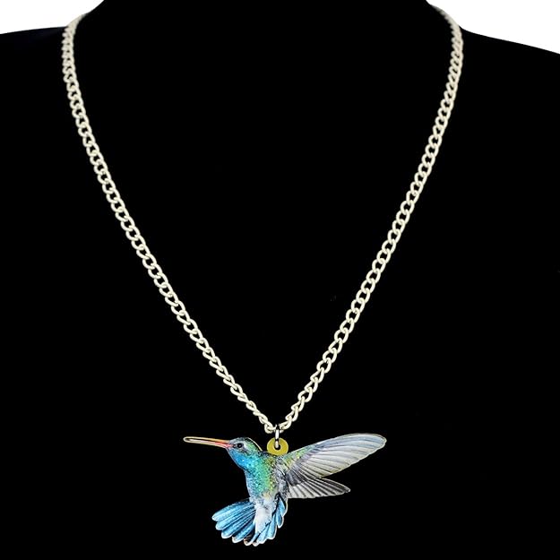 ONE: Set Pendant Necklace and Dangle Earrings SET Hummingbird Birds