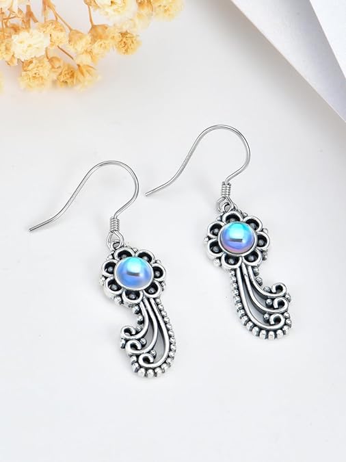 ONE:  Falling Stars Earrings Color: Moonstone Dangle Earrings 925 Sterling Silver