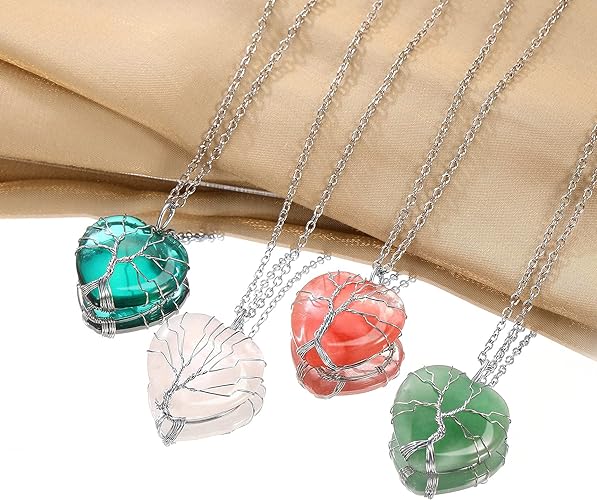 ONE: 💓August-Nature Aventurine Heart Crystal Necklace 925 Sterling Silver