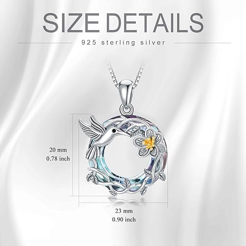 ONE :💎Hummingbirds Flower Pendant Necklace Fine Jewelry 💎