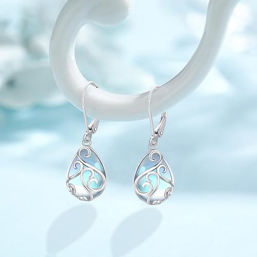 ONE:  Exquisite Earrings Color: Moonstone Dangle Earrings 925 Sterling Silver