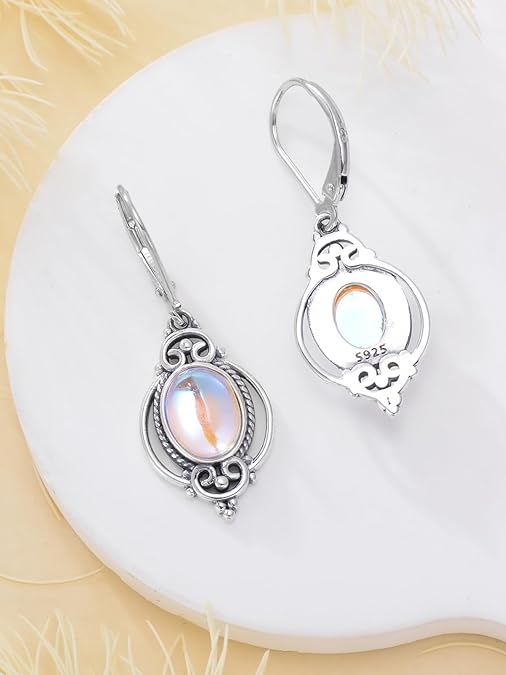 ONE:  DROP Earrings Color: Moonstone Dangle Earrings 925 Sterling Silver