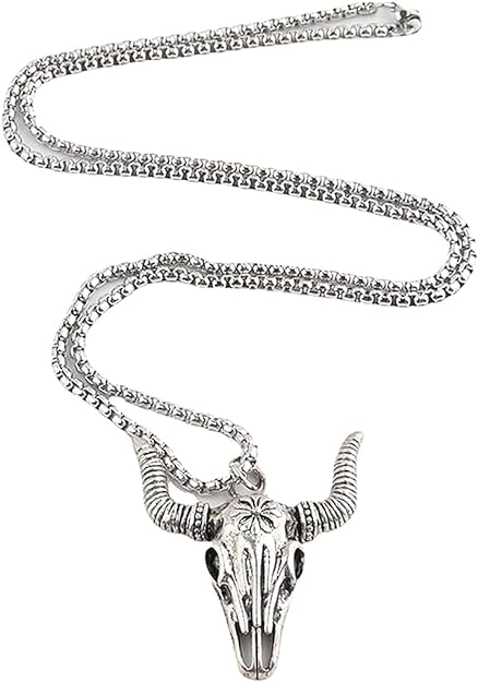 ONE:   Bull Skull Pendant Necklace Jewelry Premium Material: Medical Grade Stainless Steel 316L