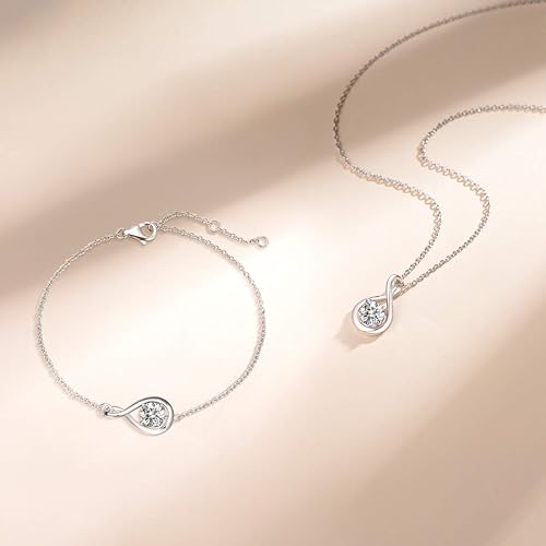 ONE :💎 Birthstone Necklace Gifts For Women, Love Knot Pendant Birthstone Jewelry 18 Inch Silver Chain JAN
