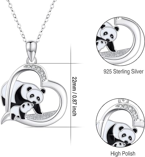 ONE: Love Heart Pendant Necklace Style: Mama Panda Bear