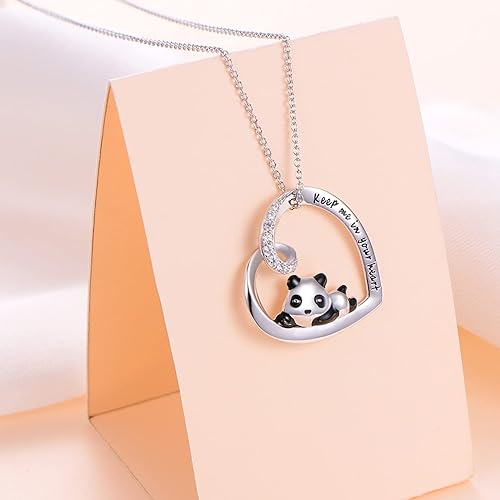 ONE: Love Heart Pendant Necklace Style: Panda-Keep me in your heart