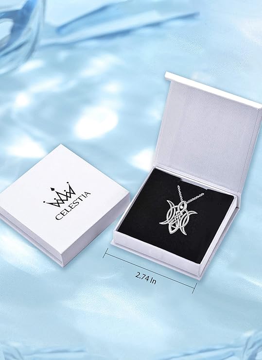 ONE :💎The Triple Moon Symbol Pendant Necklace Fine Jewelry 💎