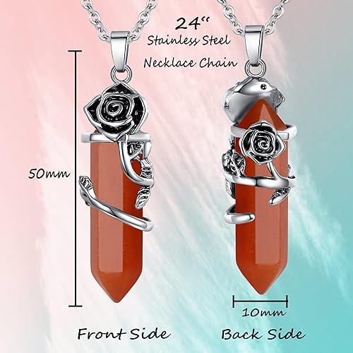 ONE :💎DAINTY FLOWER NATURAL HEALING CRYSTAL: Carnelian  NECKLACE Fine Jewelry 💎