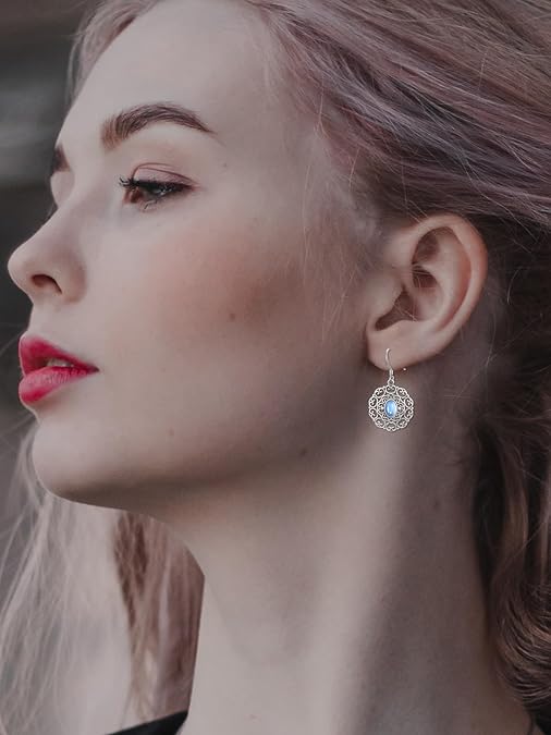 ONE:  LOVE DROP Earrings Color: Moonstone Dangle Earrings 925 Sterling Silver