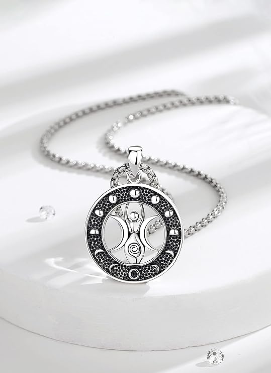 ONE :💎The Triple Moon Goddess Symbol Pendant Necklace Fine Jewelry 💎