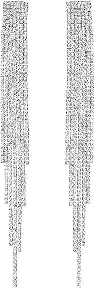 ONE PAIR: Crystal Multi Gold/Silver Rhinestone Chandelier Wedding Bridal Dangle Earrings