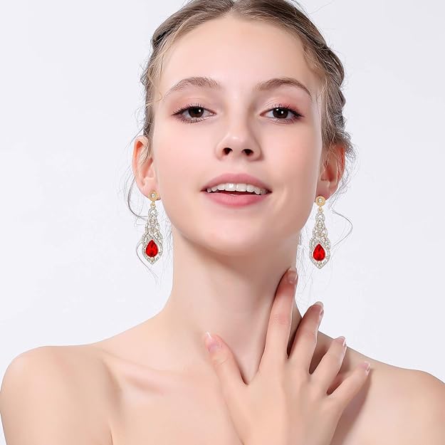 ONE PAIR: Crystal Multi Gold/Silver Rhinestone Chandelier Wedding Bridal Dangle Earrings
