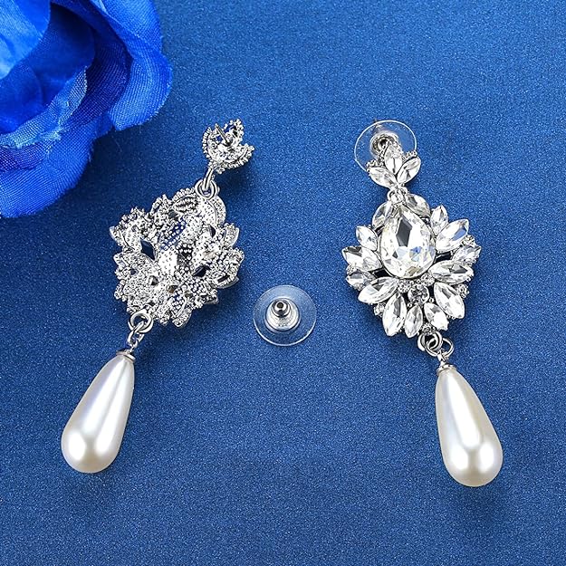 ONE PAIR: Crystal Multi Gold/Silver Rhinestone Chandelier Wedding Bridal Dangle Earrings