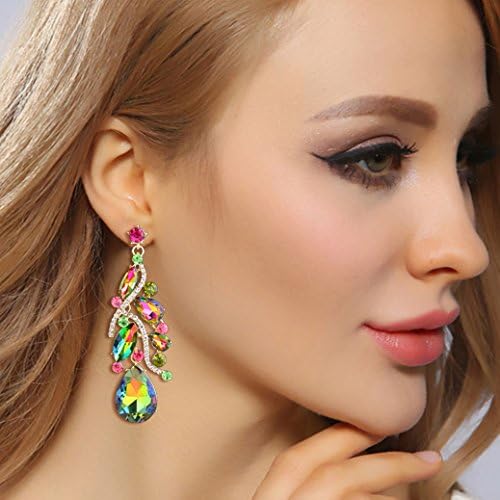 ONE PAIR: Crystal Multi Teardrop Cluster Chandelier Dangle Earrings