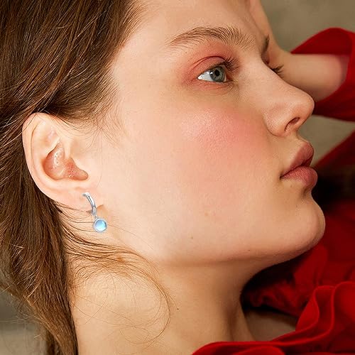 ONE: Exquisite Color: MOONSTONE Dangle Earrings 925 Sterling Silver