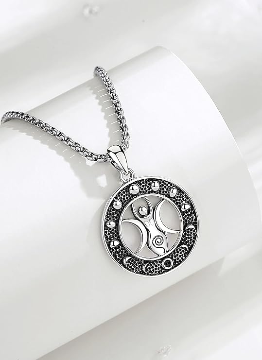 ONE :💎The Triple Moon Goddess Symbol Pendant Necklace Fine Jewelry 💎