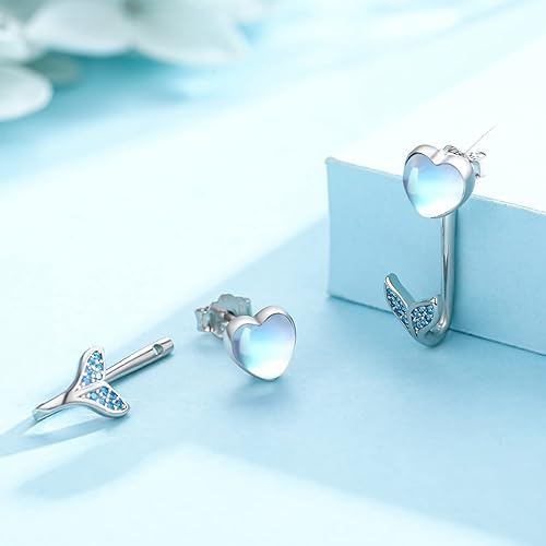 ONE:  Exquisite  HEART Color: MOONSTONE  Earrings 925 Sterling Silver