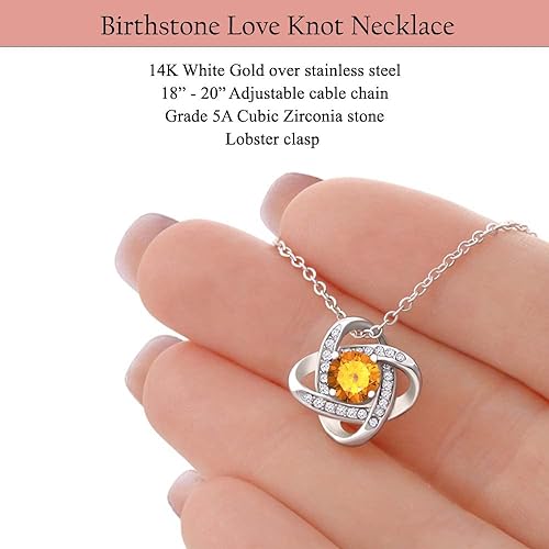 ONE :💎 Birthstone Necklace Gifts For Women, Love Knot Pendant Birthstone Jewelry 18 Inch Silver Chain NOV