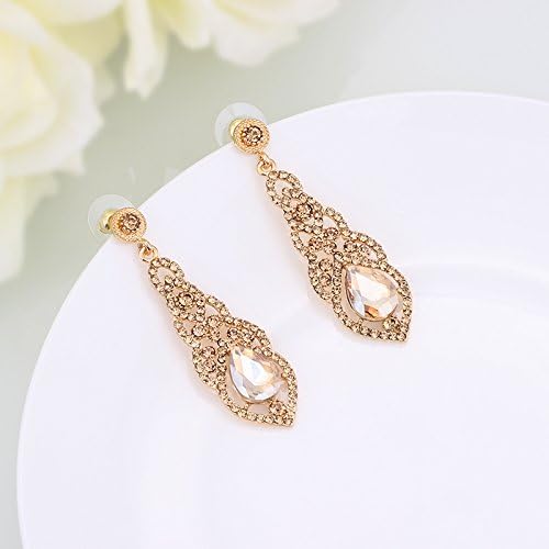 ONE PAIR: Crystal Multi Gold/Silver Rhinestone Chandelier Wedding Bridal Dangle Earrings