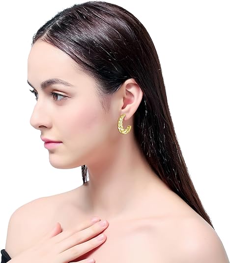 2 Pairs Earrings Set for Women, Lightweight Hollow Gold Hoops. Silver Hoop Earrings, 14k Gold Teardrop Hoop Earrings, Rhinestone Waterdrop Earrings Set