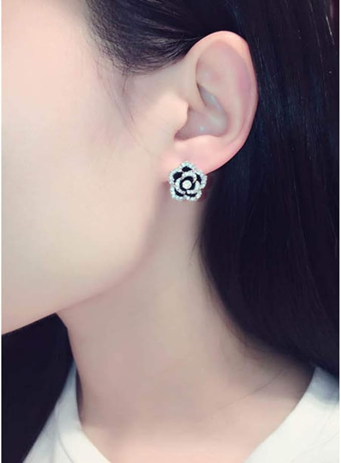 ONE PAIR: Rhinestone Crystal Flower Stud Earrings for Women