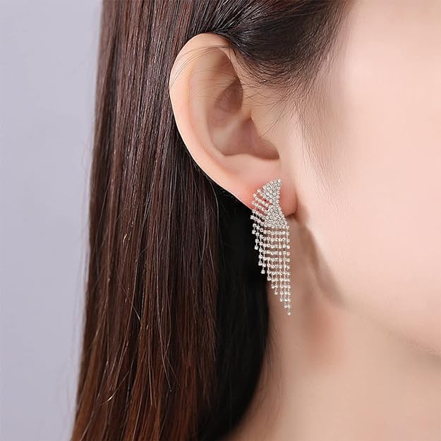 ONE PAIR: Crystal Multi Gold/Silver Rhinestone Chandelier Wedding Bridal Dangle Earrings