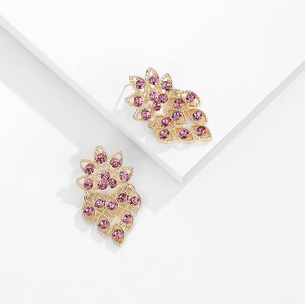 ONE PAIR: Crystal Multi Gold/Silver Rhinestone Chandelier Wedding Bridal Dangle Earrings