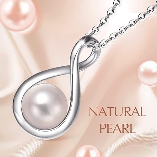 ONE: Birthstone Necklace Gifts For Women, Love Pendant Birthstone Jewelry 16+2 inch Silver Chain JUNE PEARL