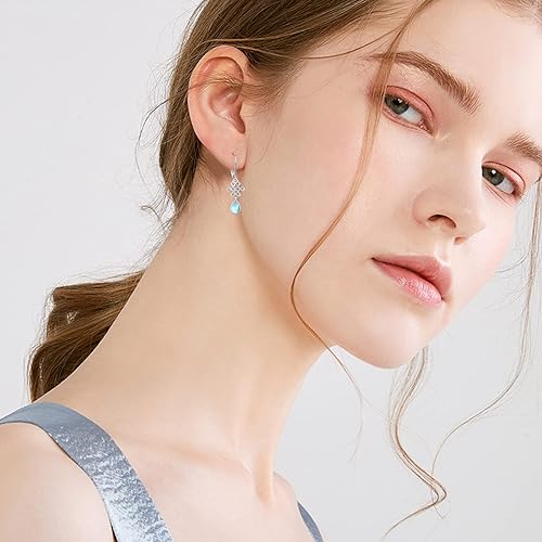 ONE:  Exquisite TEAR DROP Color: MOONSTONE Dangle Earrings 925 Sterling Silver