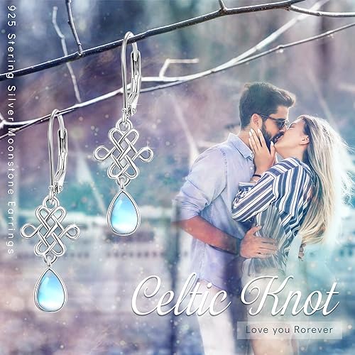 ONE:  Exquisite TEAR DROP Color: MOONSTONE Dangle Earrings 925 Sterling Silver