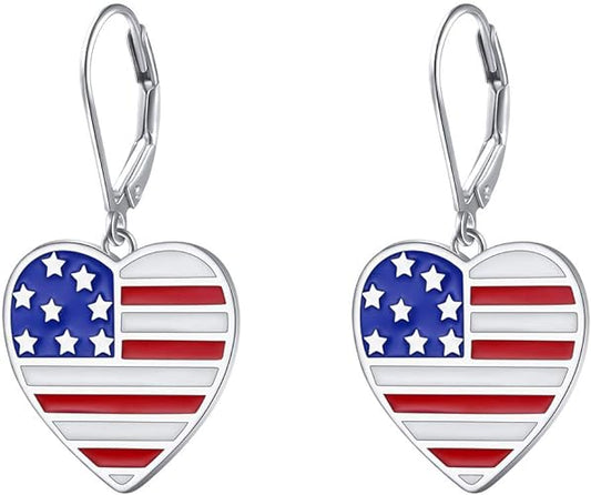 ONE: Style: FLAG LEVER BACK Earrings 925 Sterling Silver