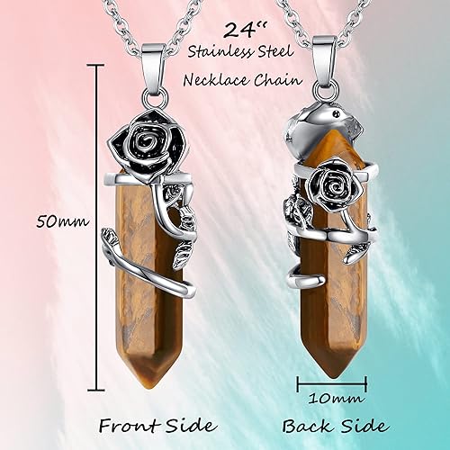 ONE :💎DAINTY FLOWER NATURAL HEALING CRYSTAL: Tiger Eye Stone NECKLACE Fine Jewelry 💎